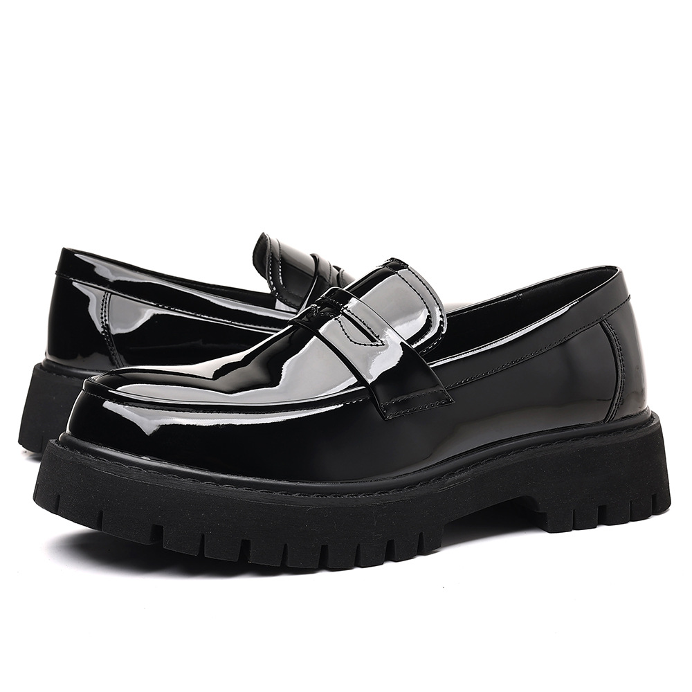 Men'S Shoes Hush Puppies - 新しいメンズローファースリッポンPUレザーカジュアルシューズ英国スタイルプラットフォームソールプラスサイズワイド幅ビジネス快適な履物