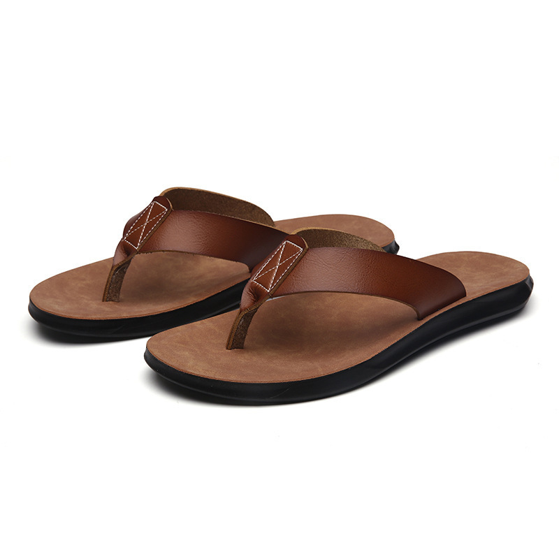 Men'S Shoes Dockers - 38-47 新しいイタリアンレザービーチサンダル男性用カジュアルクールビーチサマーシューズホテルスリッパマンライトフラット高級メンズシューズ