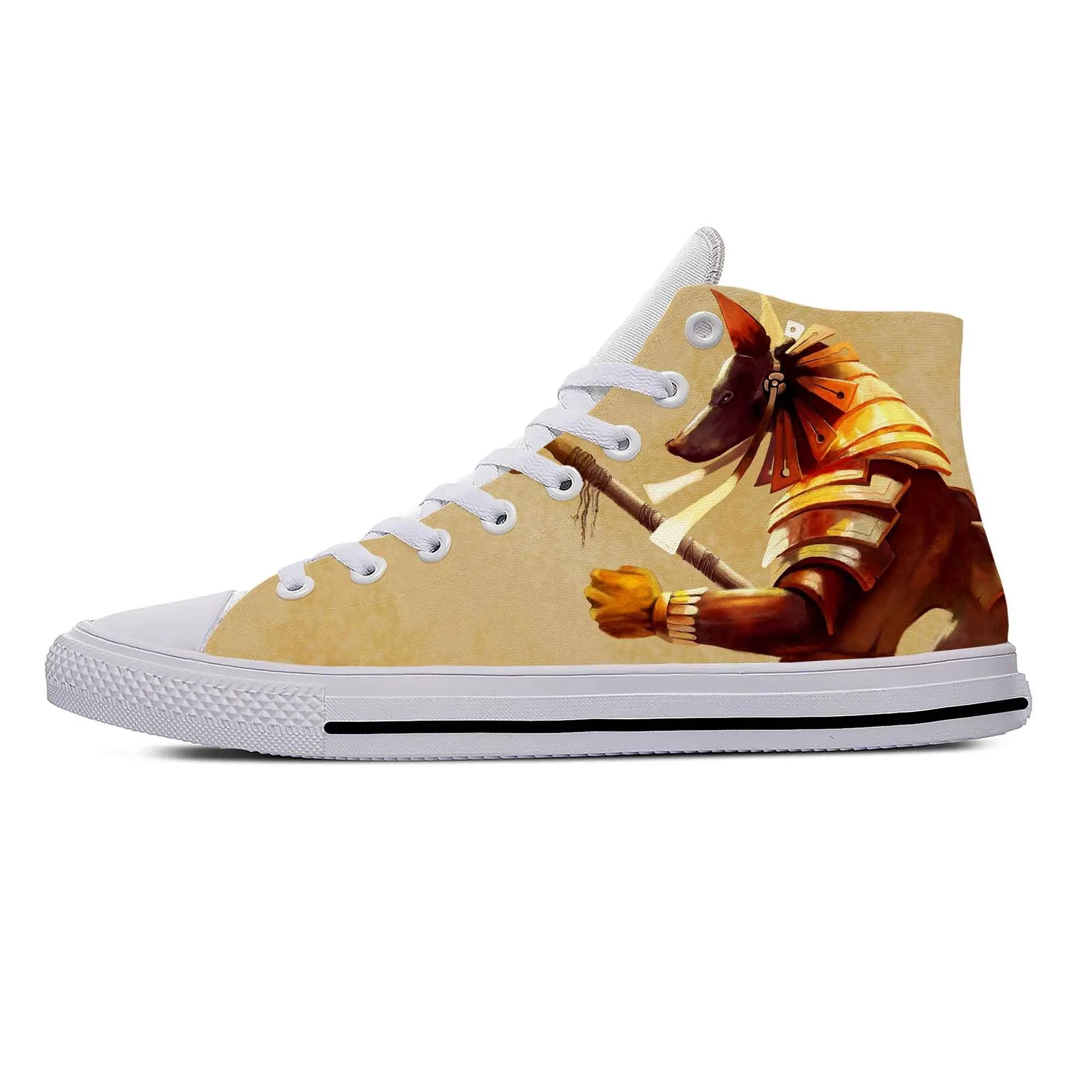 Men Shoes Egypt - アヌビス古代エジプトエジプト神ファッションカジュアル布靴ハイトップ通気性男性女性スニーカー軽量ホットボードシューズ