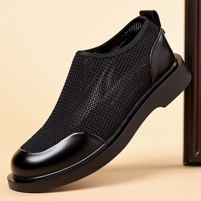 Men Shoes Uk - 新しいメンズ夏のファッショナブルな大型カジュアルレザーシューズ通気性メッシュ英国多用途ビジネスシンプルなデザイン
