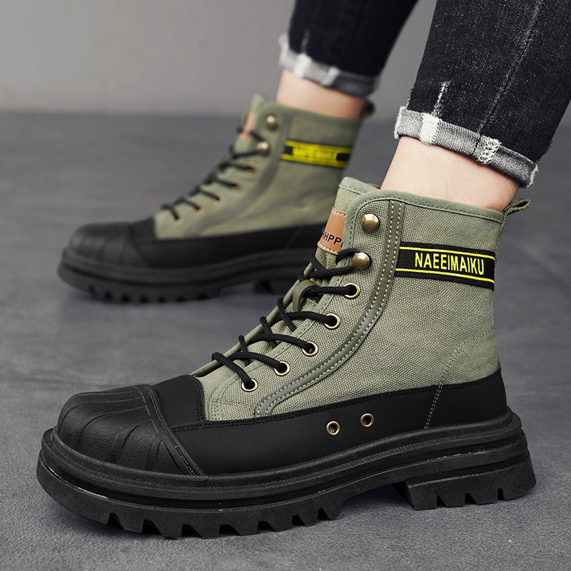 Men'S Shoes Dockers - メンズキャンバスブーツ、ファッショナブルなハイカットカジュアルシューズ、快適で通気性のあるワークブーツ、男性用ハイエンドデザイナーアンクルブーツ、紳士靴