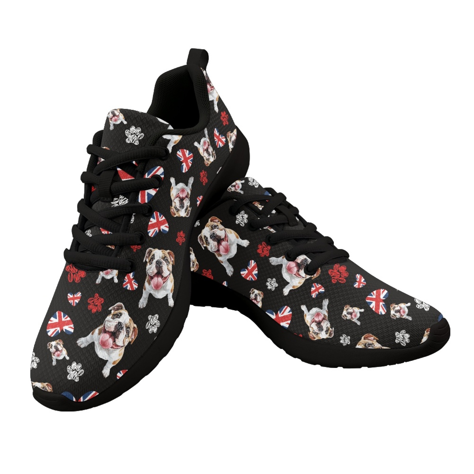 Men Shoes Uk - 英国パグ犬柄サマーメッシュスポーツジョギングランニングシューズ女性用レースアップフラットメンズカジュアルシューズレディーススニーカーテニスシューズ