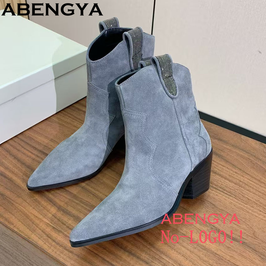 スクエアトゥ ウエスタン カウボーイブーツ レディース ポイ - Chelsea Boots Suede のレビューと価格