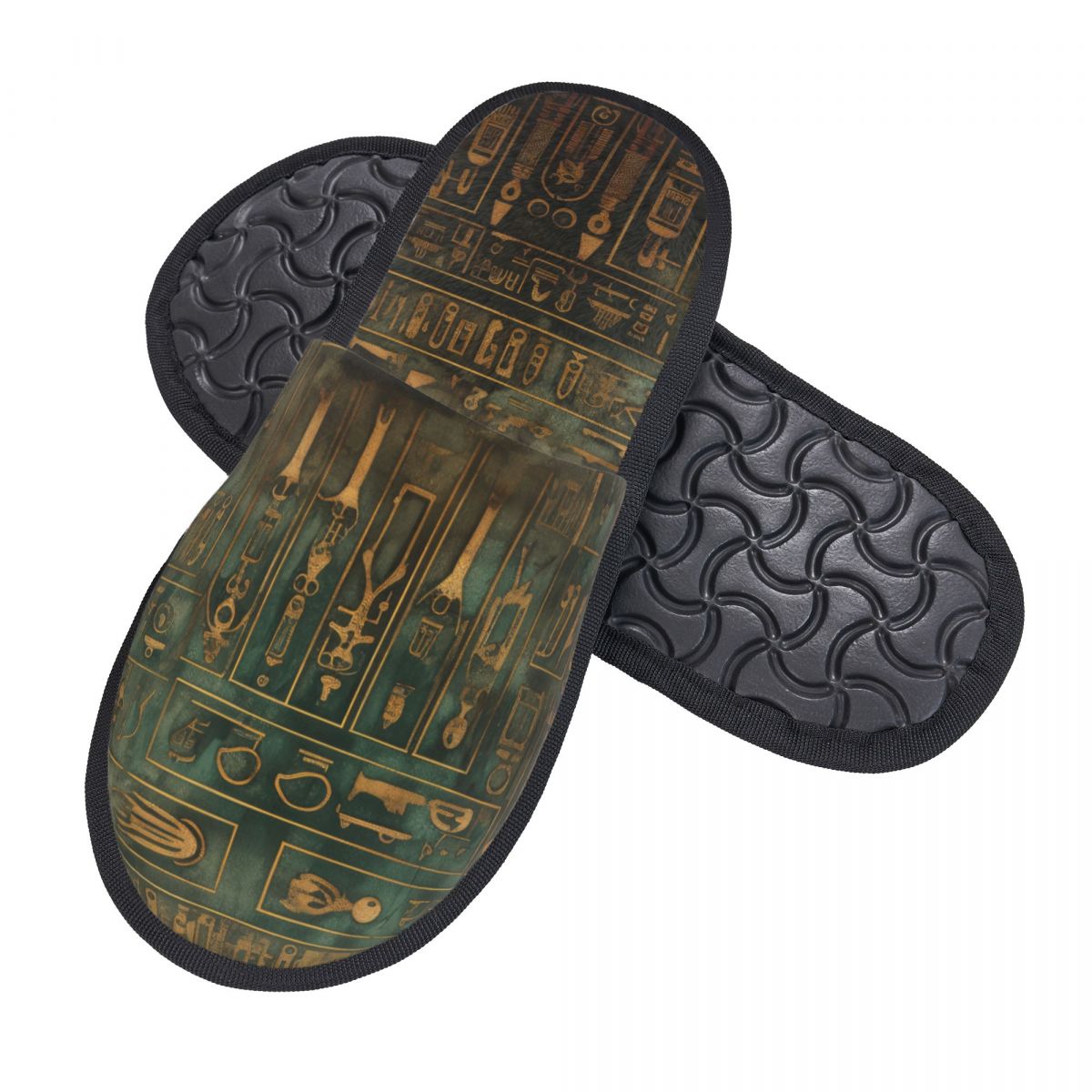 冬用女性男性用滑り止めフラットスリッパ象形文字壁古代エジプト - Men Shoes Egypt のレビューと価格