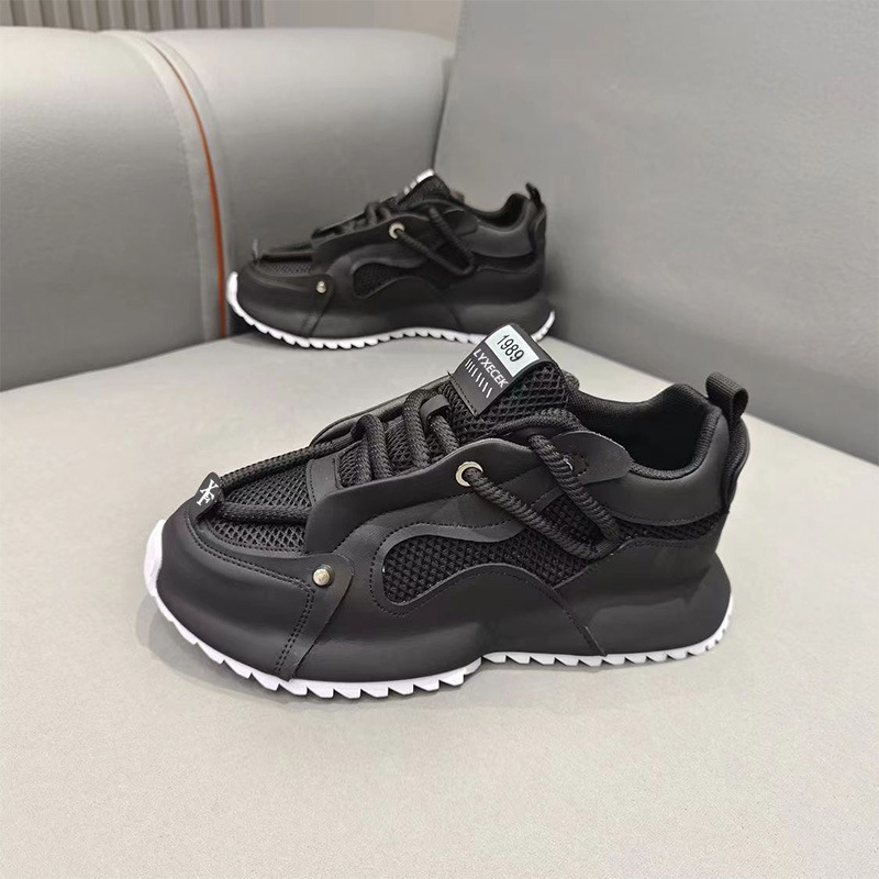 グレー、黒、黄色のチャンキーダッドスニーカー、レトロなパッチ - Mesh Trainer Breathable のレビューと価格