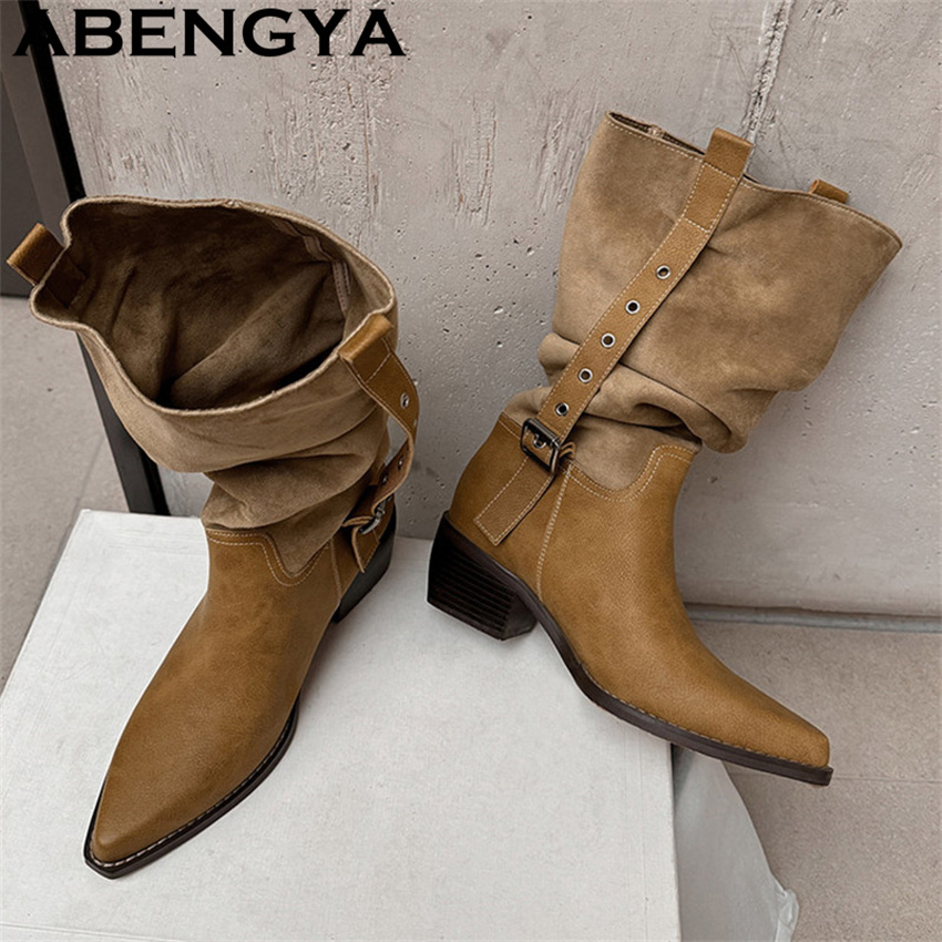 2026年新作 ウエスタンカウボーイナイトブーツ レディース - Chelsea Boots Suede のレビューと価格