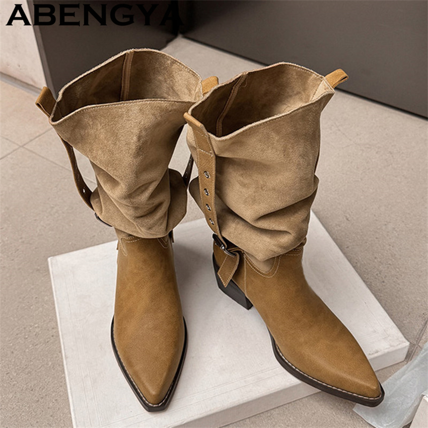2026年新作 ウエスタンカウボーイナイトブーツ レディース - Chelsea Boots Suede のレビューと価格