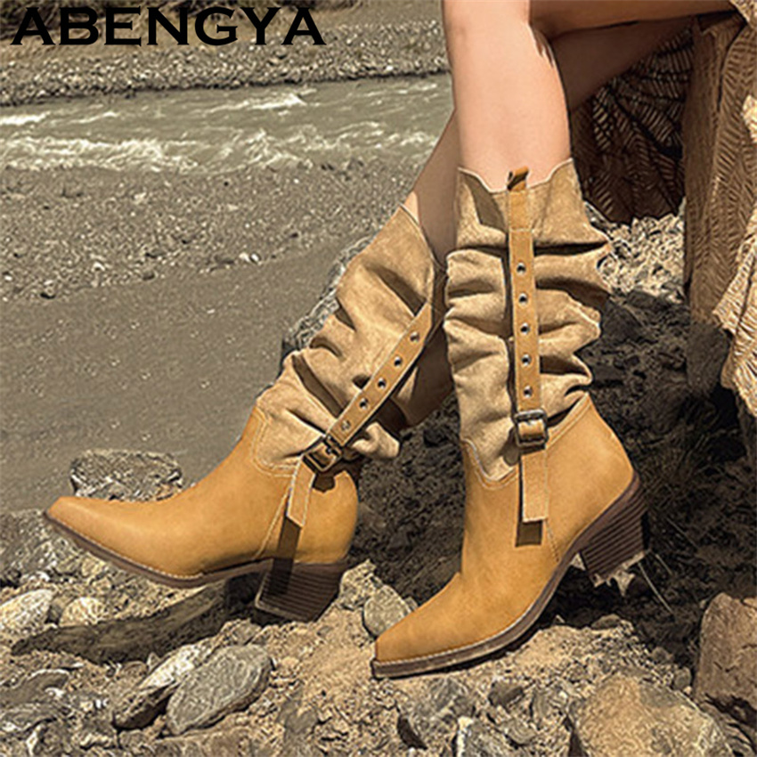 2026年新作 ウエスタンカウボーイナイトブーツ レディース - Chelsea Boots Suede のレビューと価格