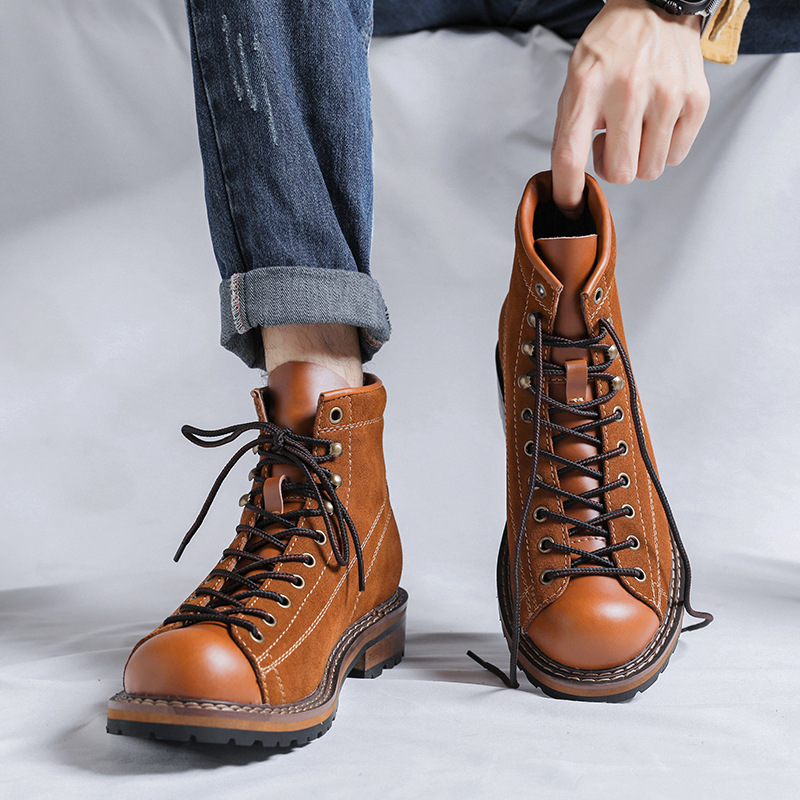 ハイキングシューズメンズウォーキングブーツ英国厚底牛革ハイト - Chelsea Boots Suede のレビューと価格