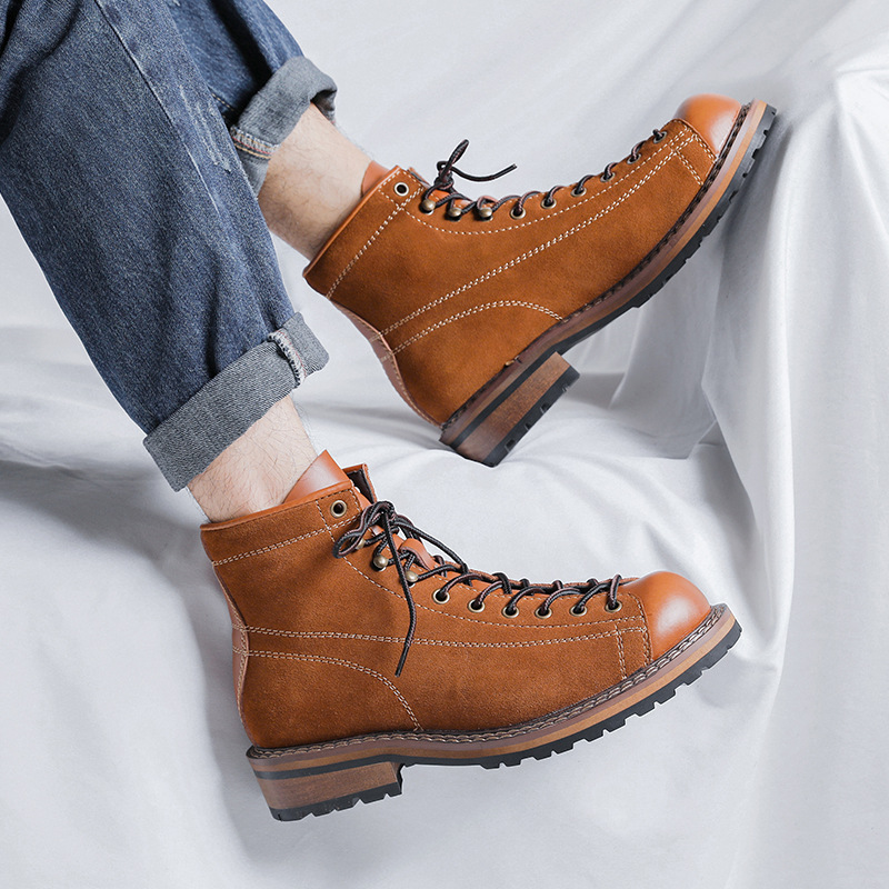 ハイキングシューズメンズウォーキングブーツ英国厚底牛革ハイト - Chelsea Boots Suede のレビューと価格