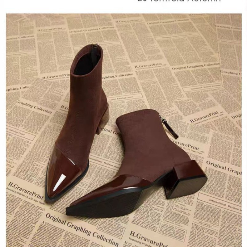 アンクルブーツ女性チャンキーミッドヒールスエードシューズ女性 - Chelsea Boots Suede のレビューと価格