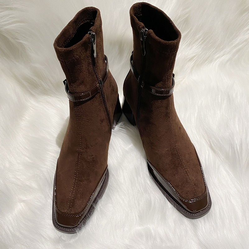 2026年冬 スエード パッチワーク スクエアトゥ アンクル - Chelsea Boots Suede のレビューと価格