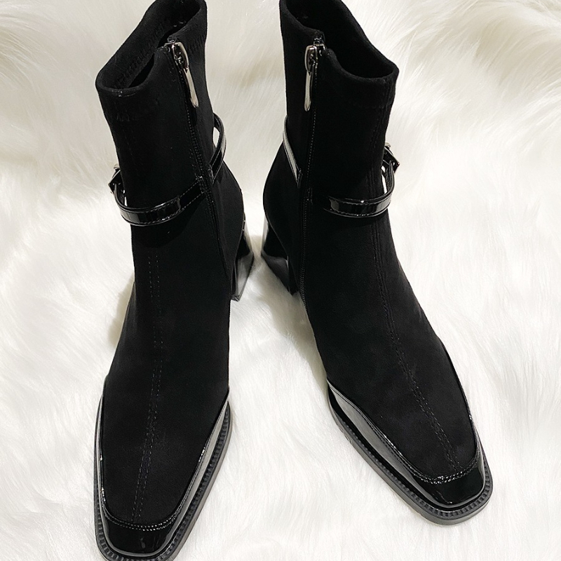 2026年冬 スエード パッチワーク スクエアトゥ アンクル - Chelsea Boots Suede のレビューと価格