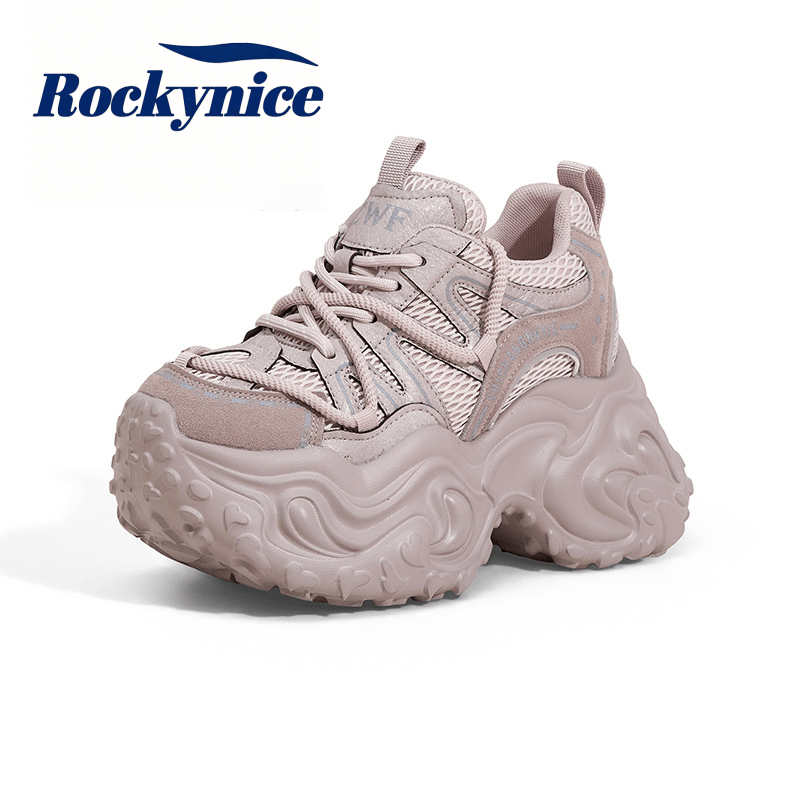 新作ハイプラットフォームスニーカー レディース 秋 厚底 ス - Mesh Trainer Breathable のレビューと価格