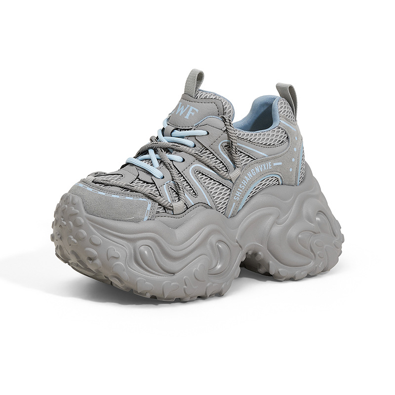 新作ハイプラットフォームスニーカー レディース 秋 厚底 ス - Mesh Trainer Breathable のレビューと価格