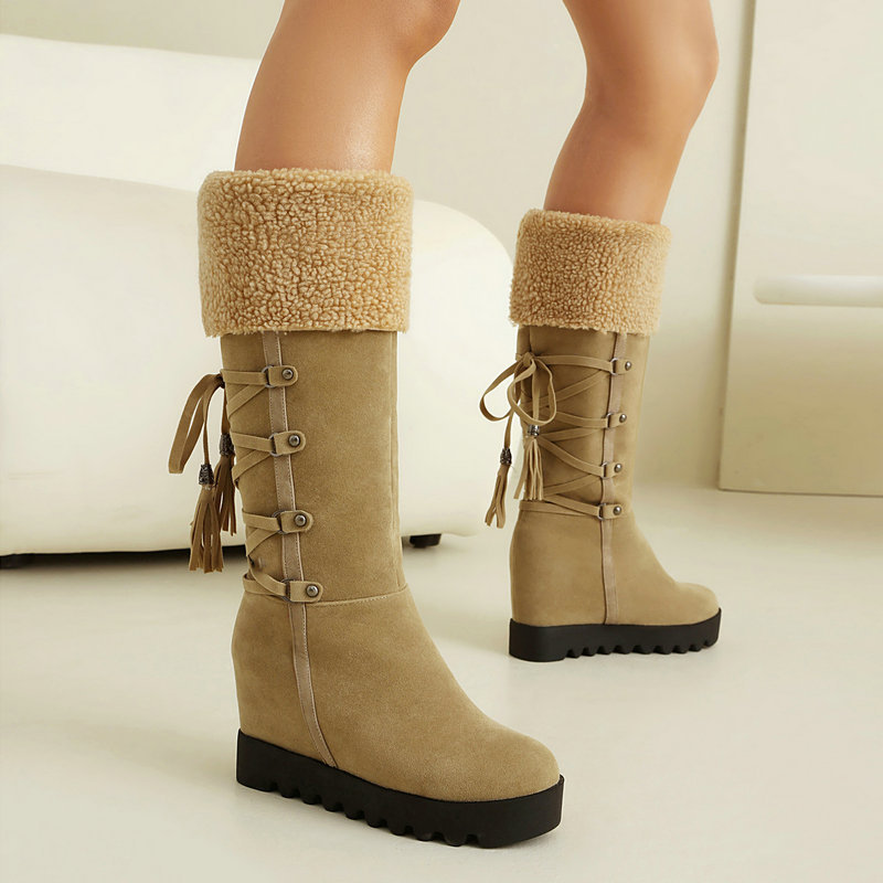 レディースウィンタースノーブーツ、フェイクスエード、ウェッジ - Chelsea Boots Suede のレビューと価格