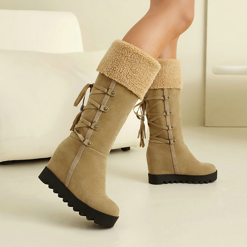 レディースウィンタースノーブーツ、フェイクスエード、ウェッジ - Chelsea Boots Suede のレビューと価格