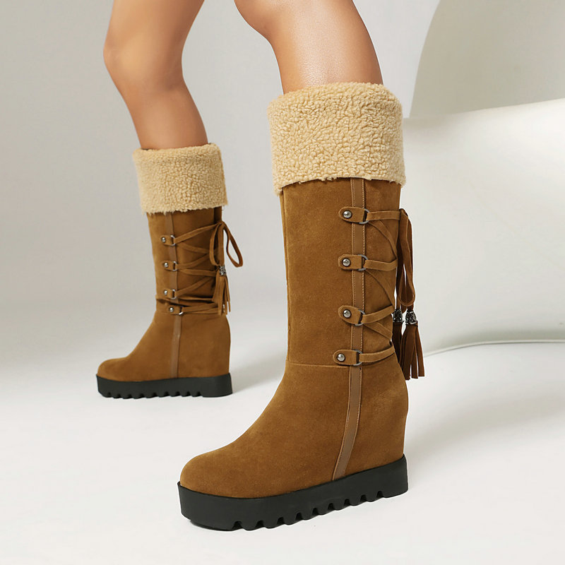 レディースウィンタースノーブーツ、フェイクスエード、ウェッジ - Chelsea Boots Suede のレビューと価格